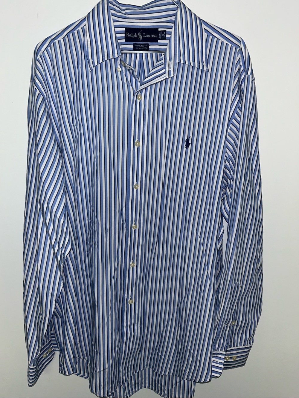 Ralph Lauren White & Blue Vertical Stripe Dress Shirt